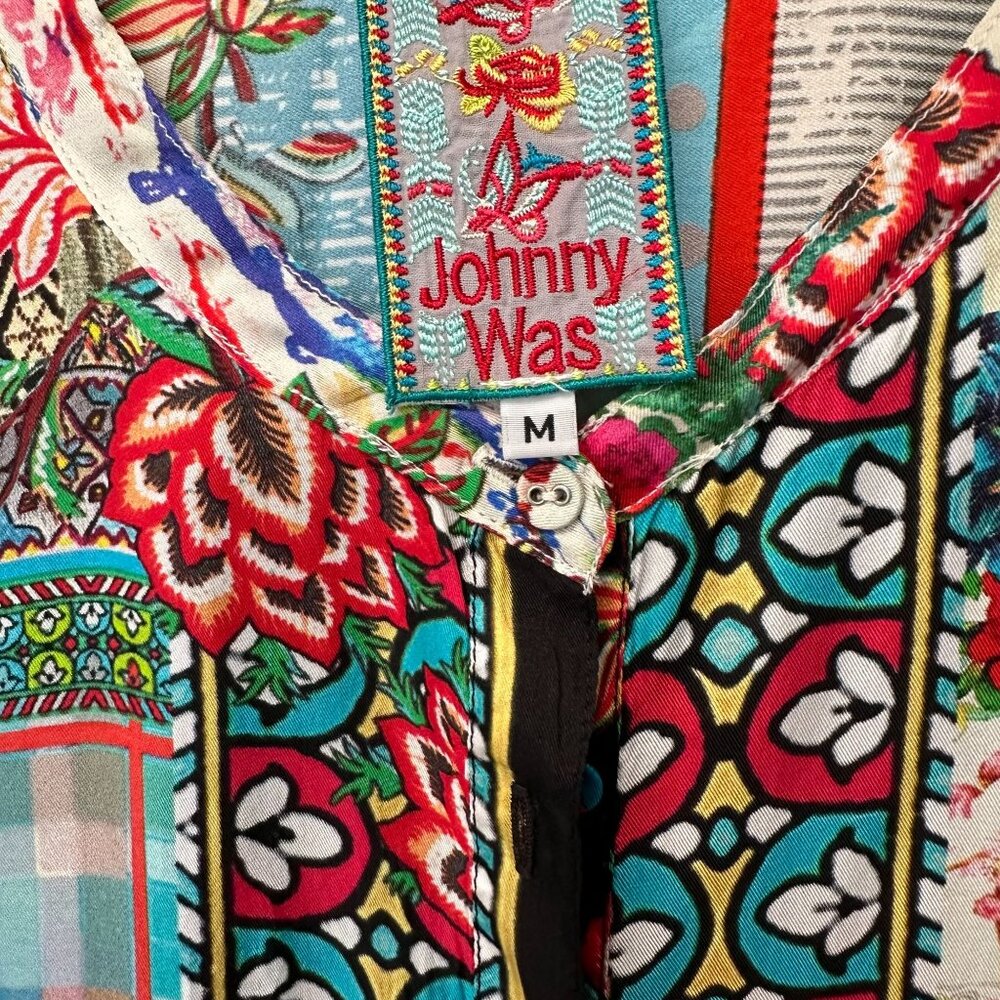Johnny Was Colorful Floral Pattern Blouse